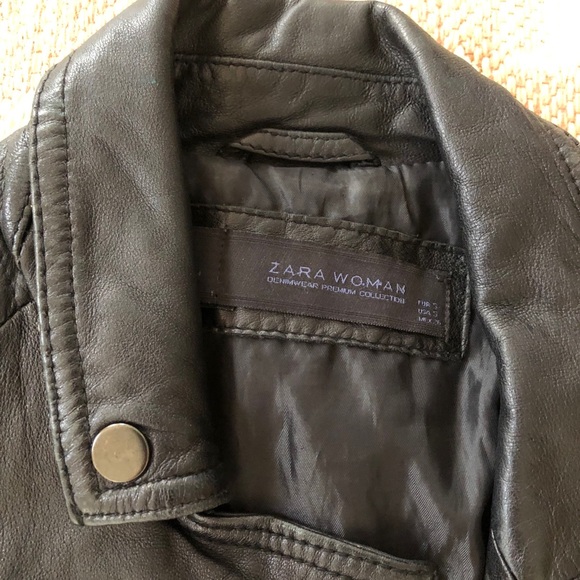 Zara Classic Black Leather Biker Jacket - Picture 8 of 8